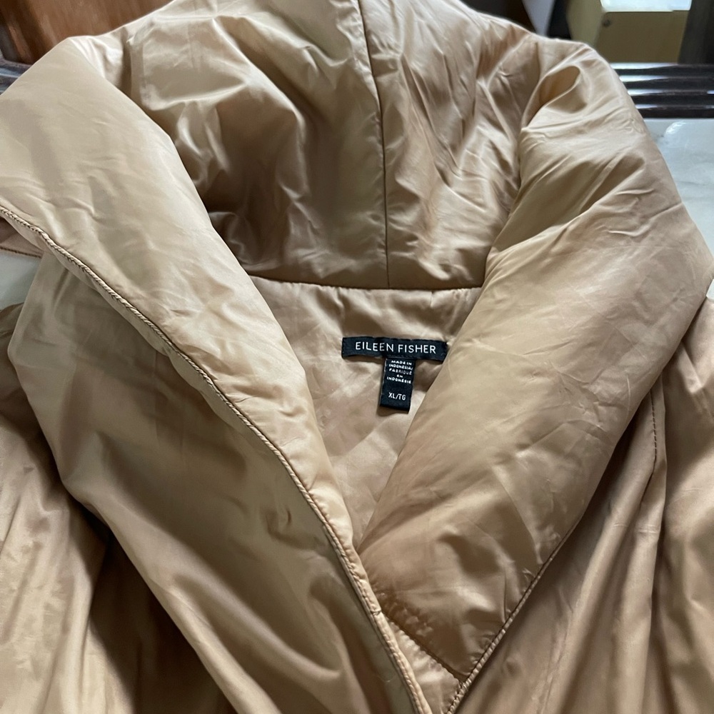 Eileen Fisher Light Brown Puffer Vest - Picture 3 of 6